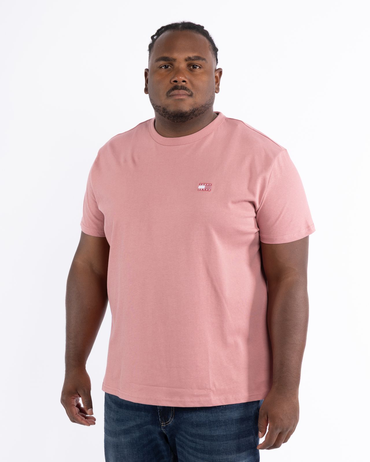 T-shirt col rond grande taille rose