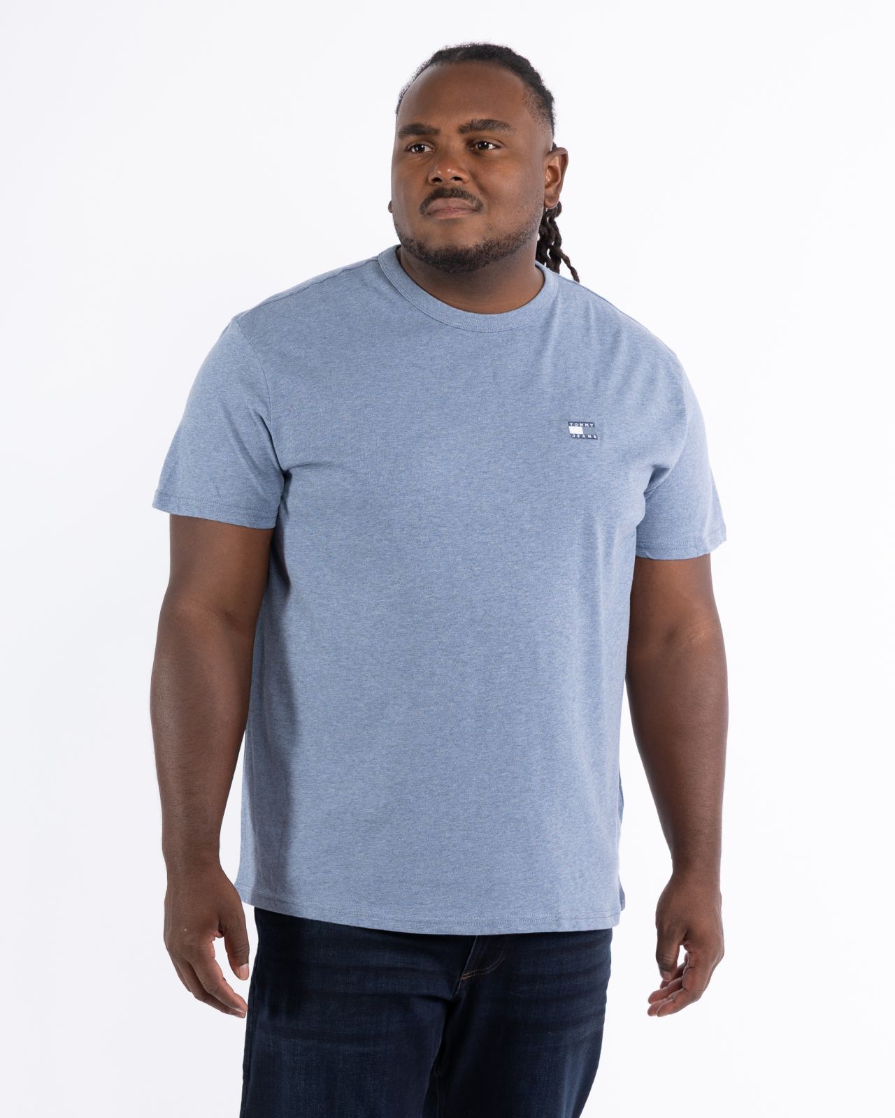 T-shirt col rond grande taille bleu indigo