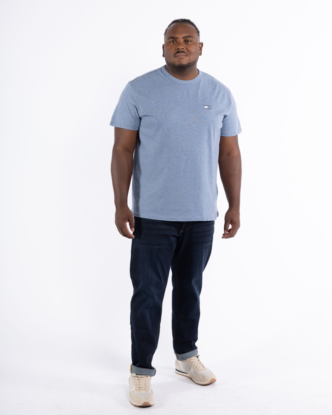 T-shirt col rond grande taille bleu indigo