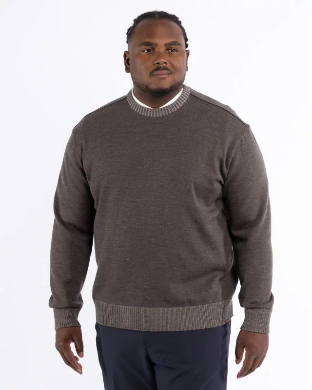 Pull col rond grande taille marron