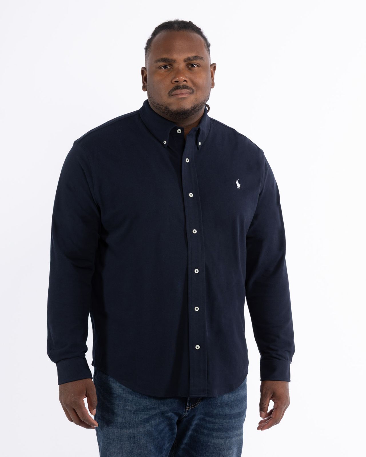 Chemise à carreaux grande taille bleu marine