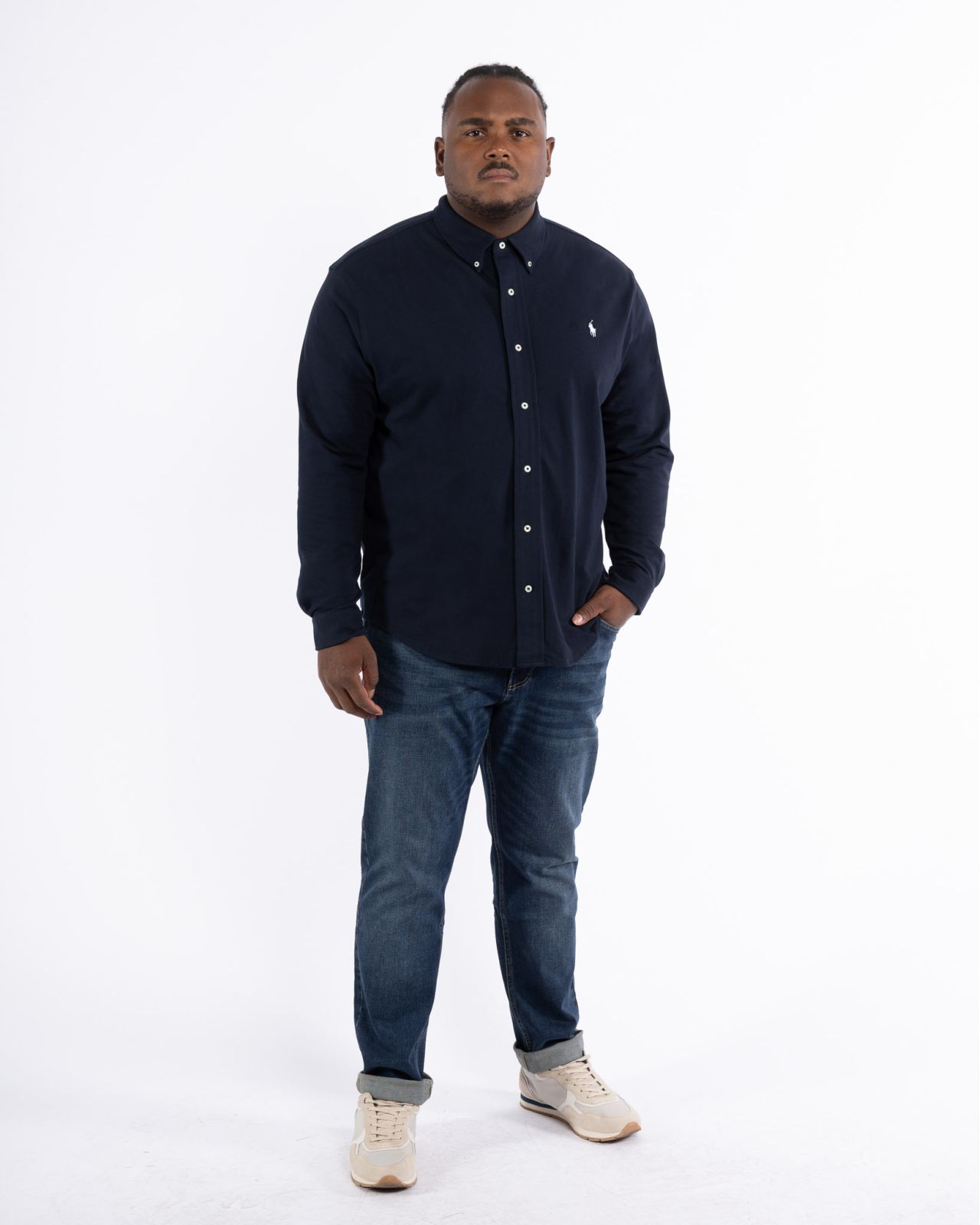 Chemise à carreaux grande taille bleu marine