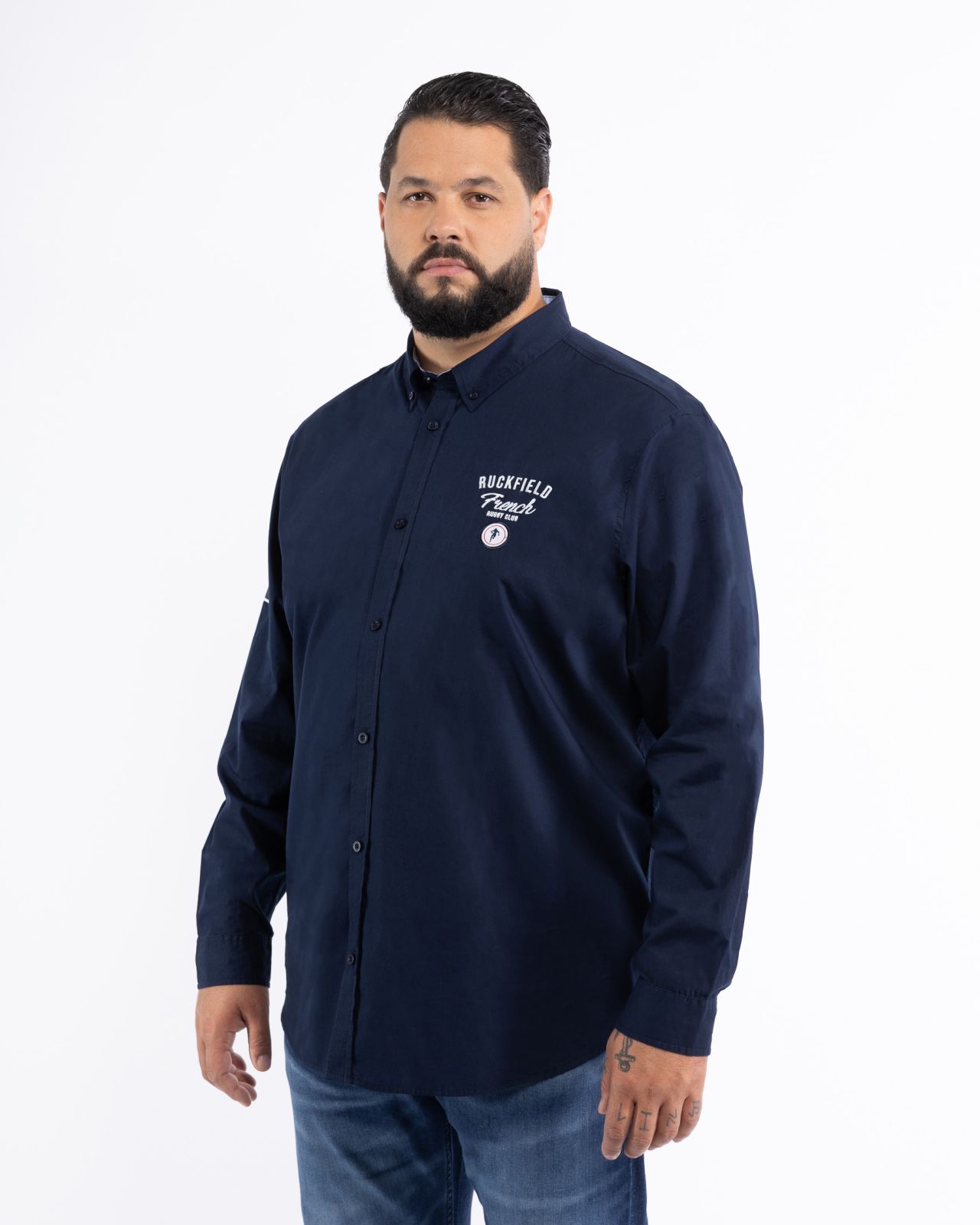 Chemise popeline grande taille bleu marine