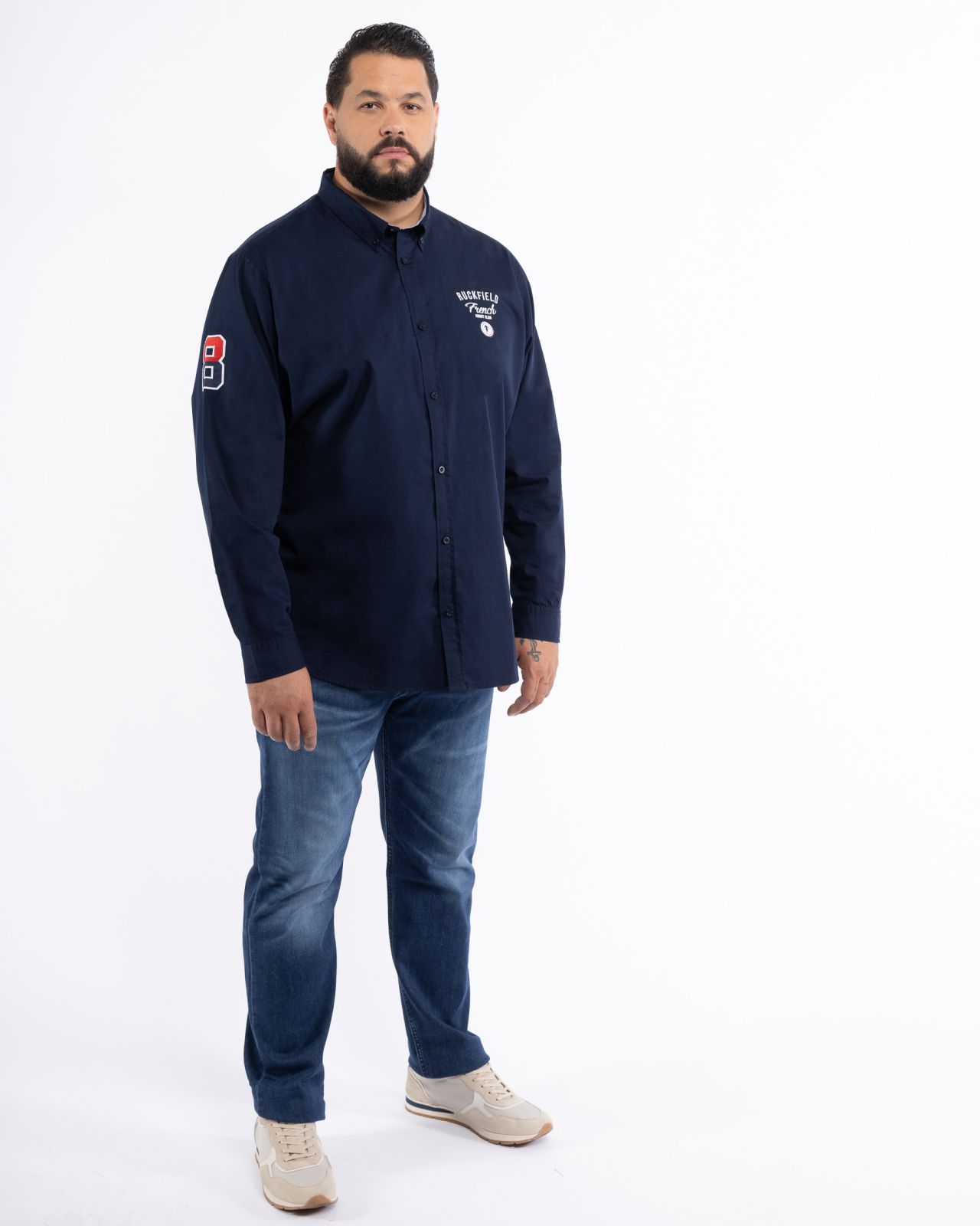 Chemise popeline grande taille bleu marine