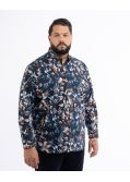 Chemise à fleurs facile à repasser grande taille bleu marine