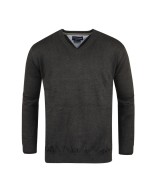 Pull anthracite col V pour Homme Fort du 2XL au 6XL