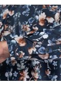 Chemise à fleurs facile à repasser grande taille bleu marine