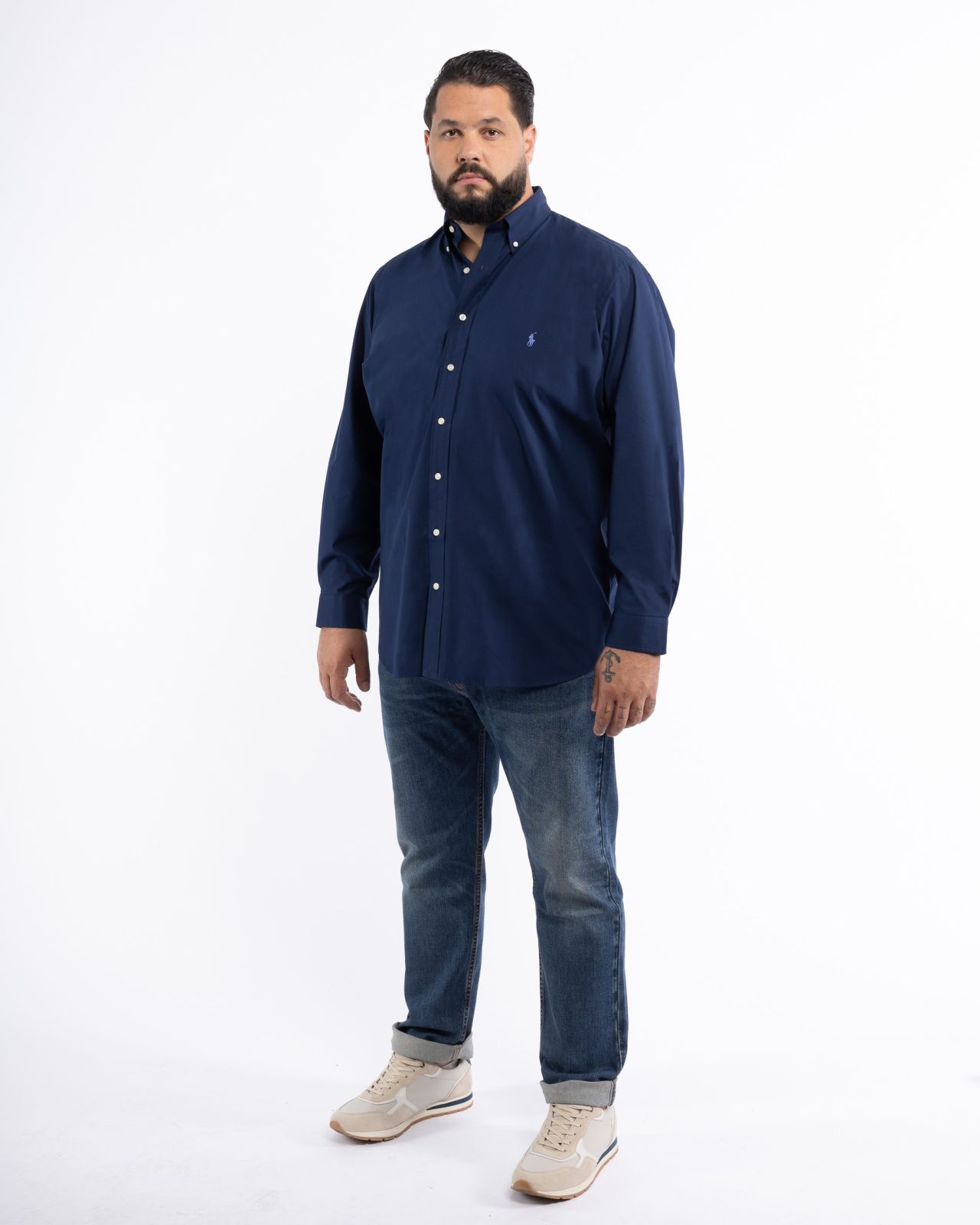 Chemise popeline grande taille bleu marine