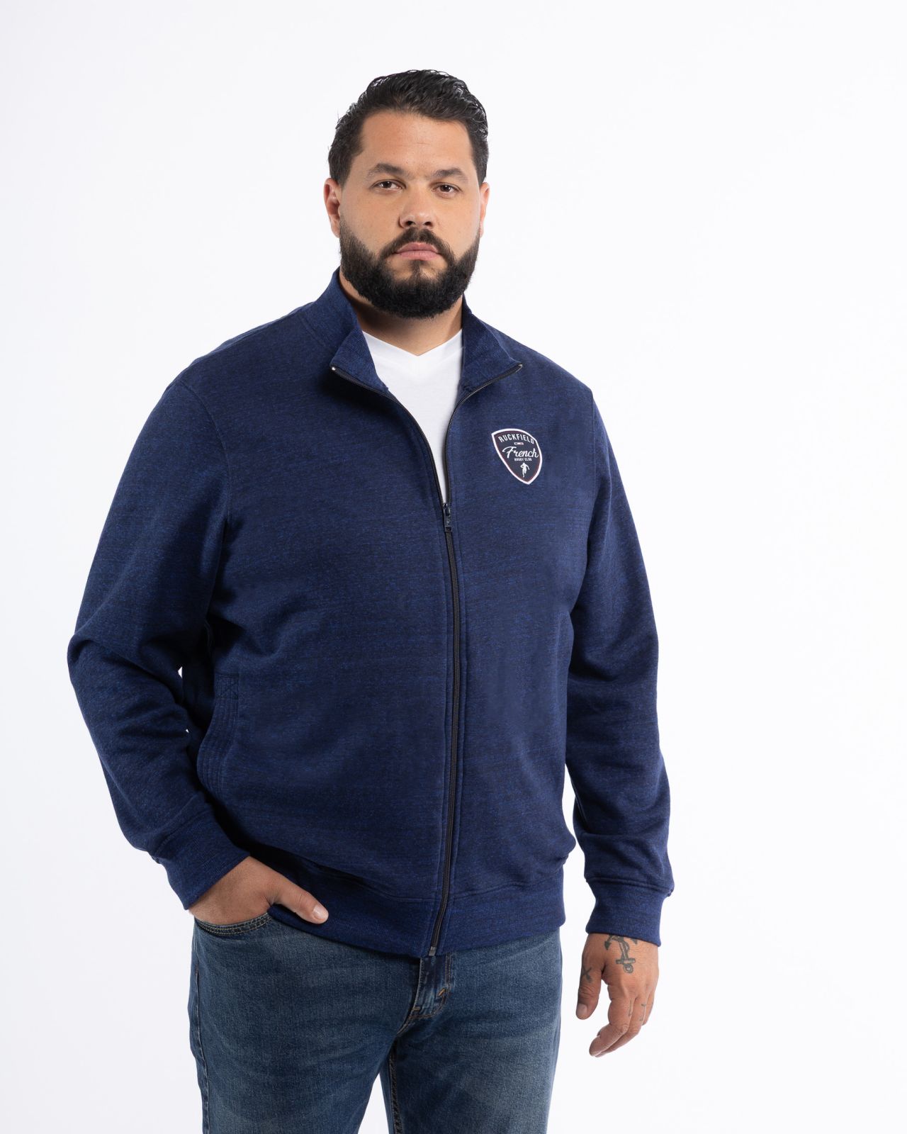 Sweat zippé grande taille bleu indigo