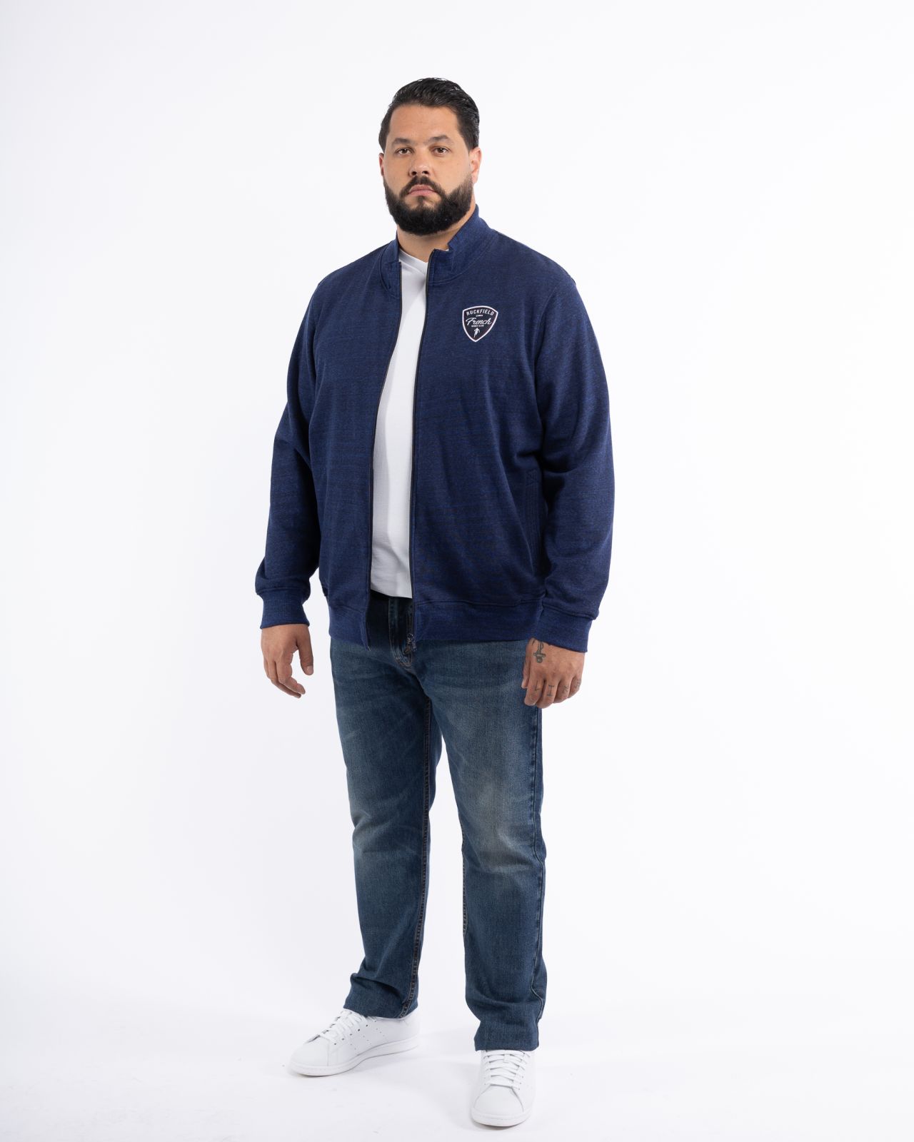 Sweat zippé grande taille bleu indigo