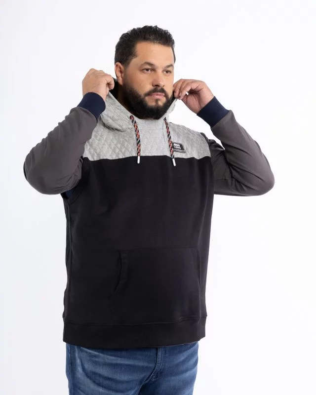 Sweat sans manches à capuche grande taille noir