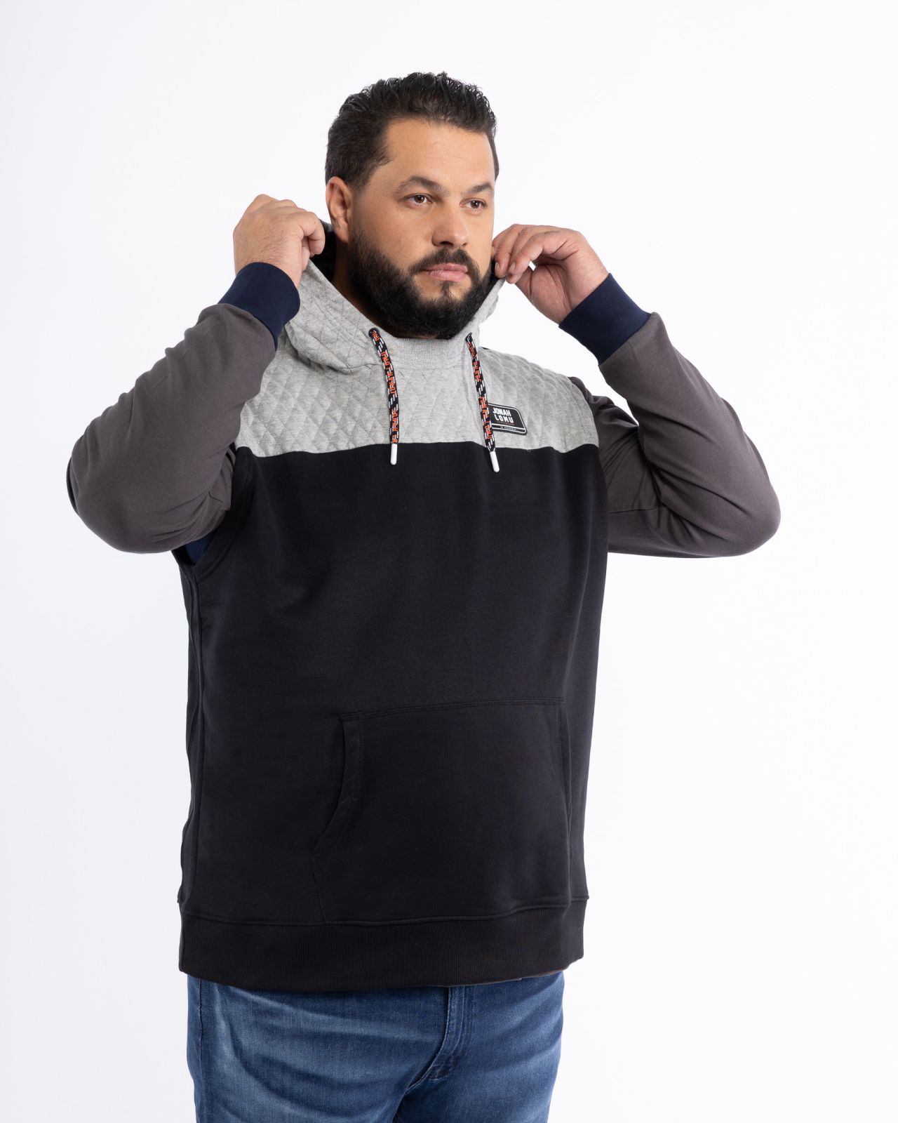 Sweat sans manches à capuche grande taille noir