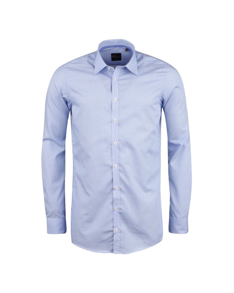 Chemise vichy bleue cintrée  : manches extra longues 72 cm