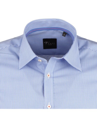 Chemise vichy bleue cintrée  : manches extra longues 72 cm