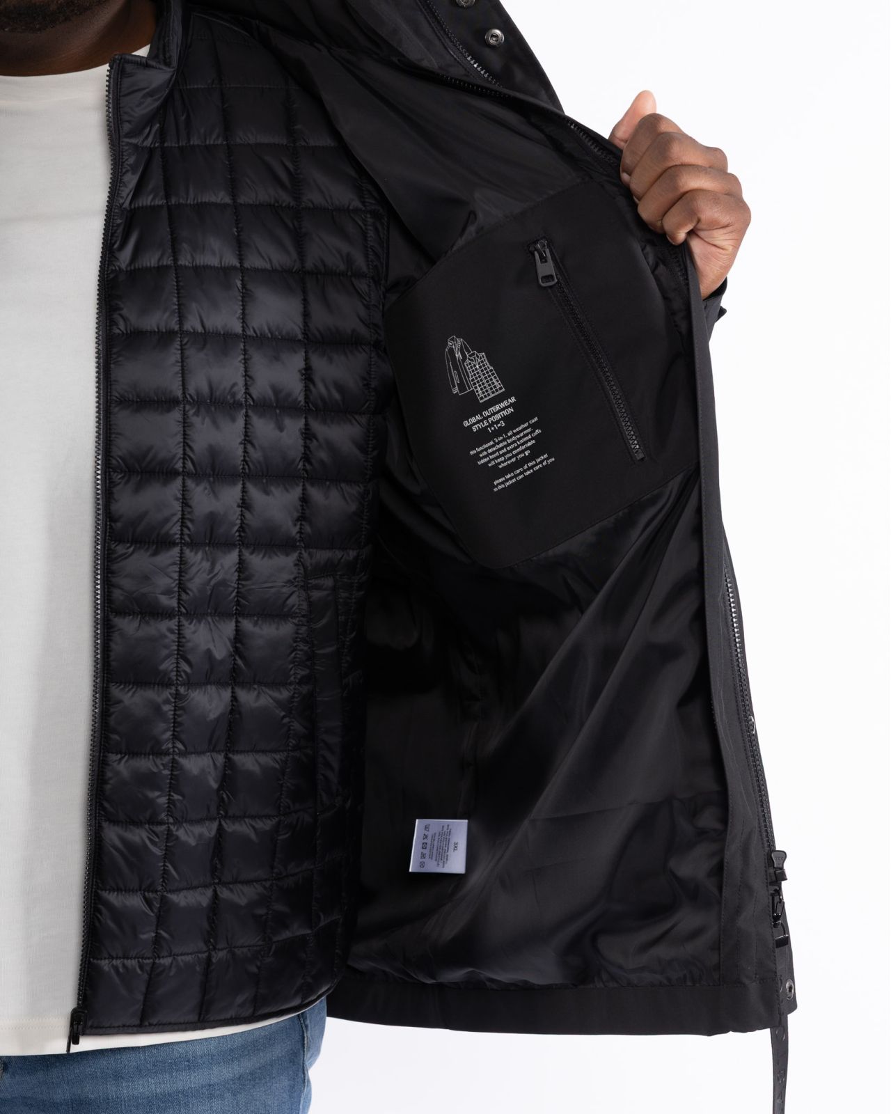 Imperméable 3 en 1 grande taille noir