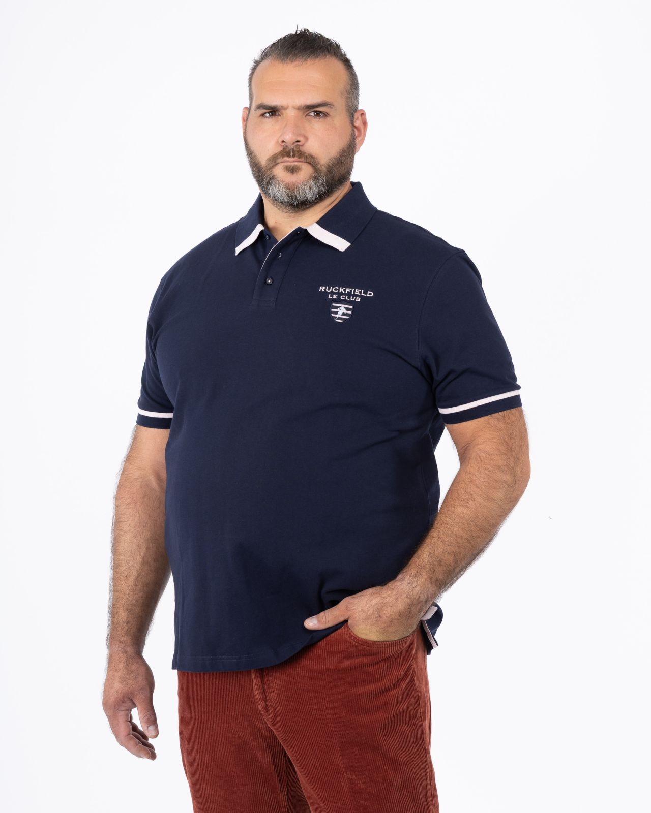 Polo piqué grande taille bleu marine