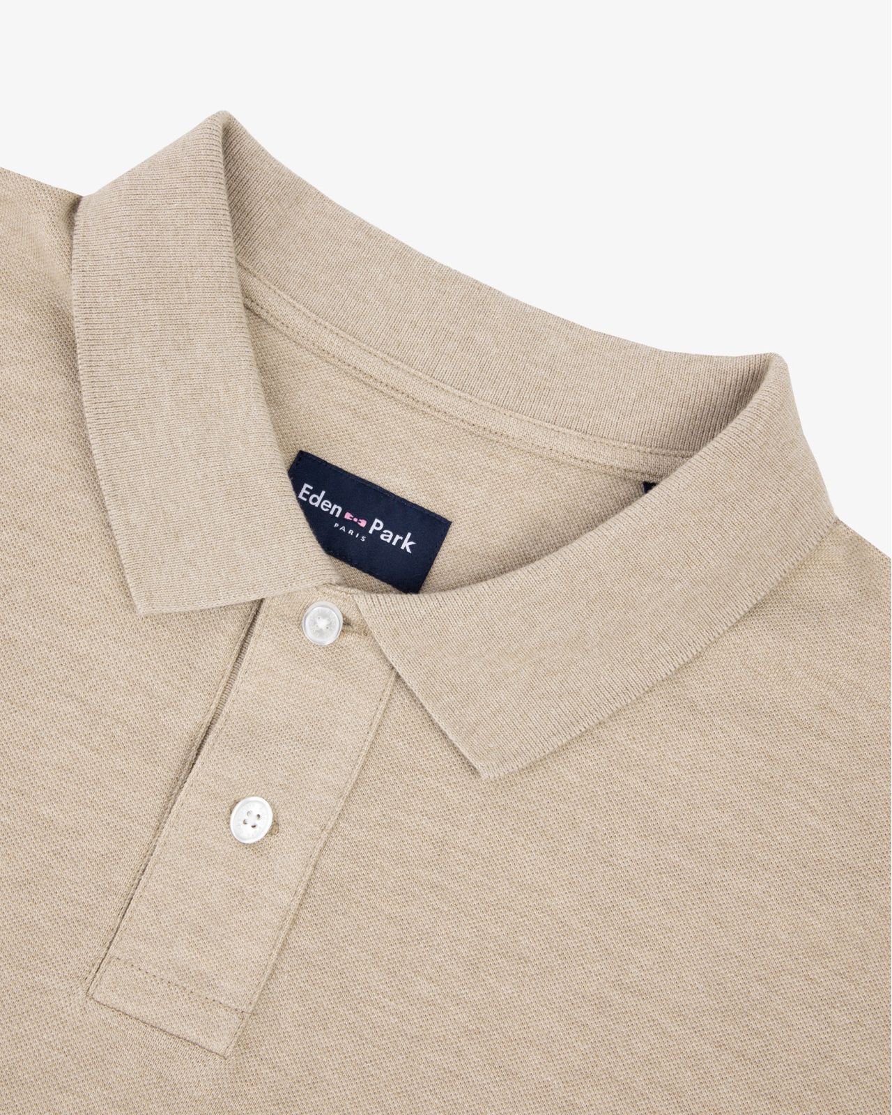 Polo piqué chiné grande taille beige