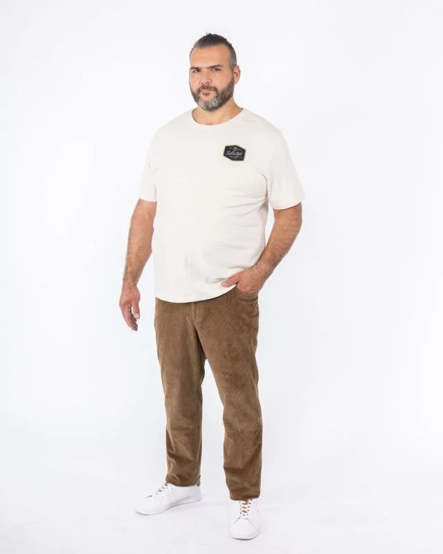 Pantalon chino grande taille en velours marron