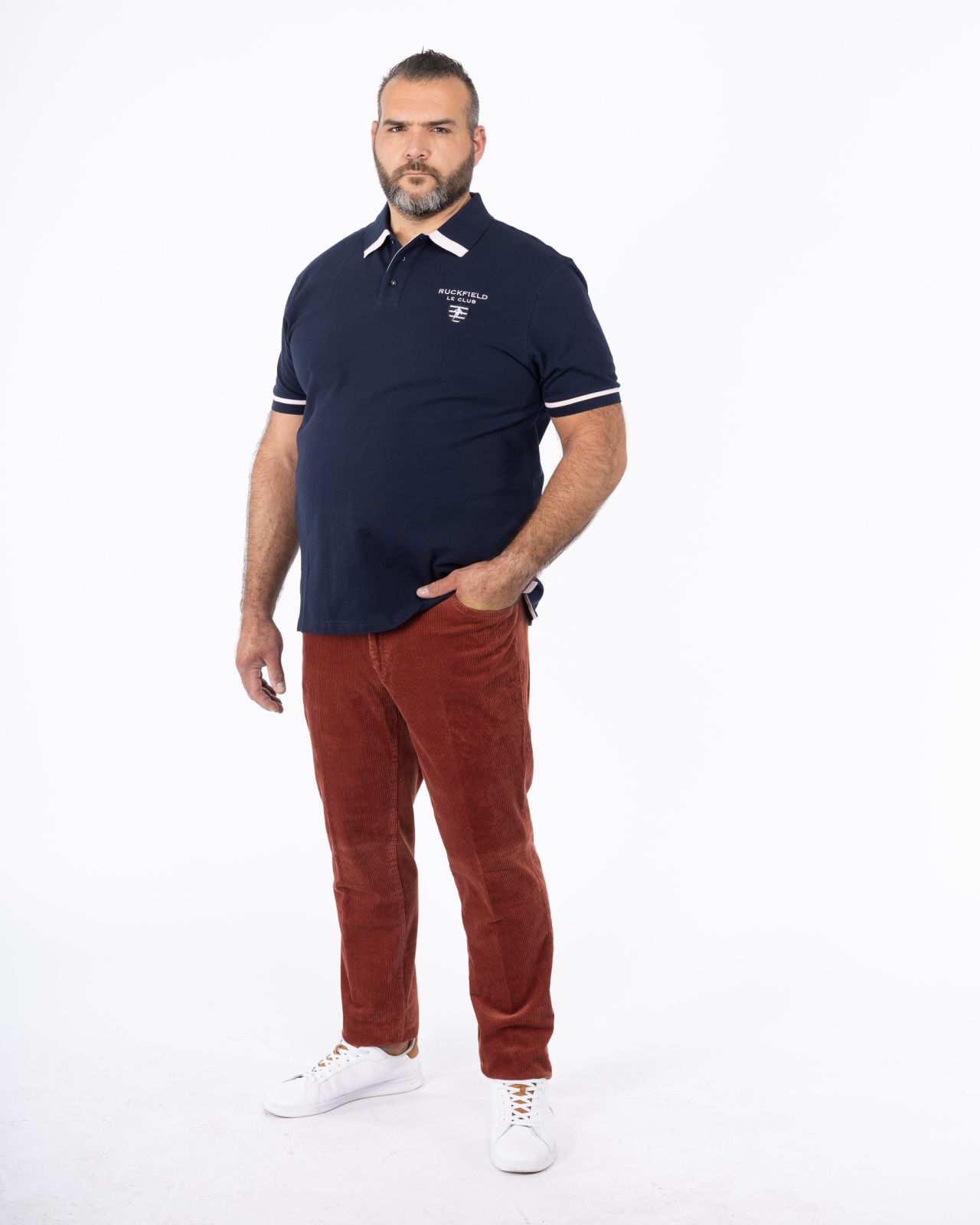 Pantalon chino grande taille en velours rouge