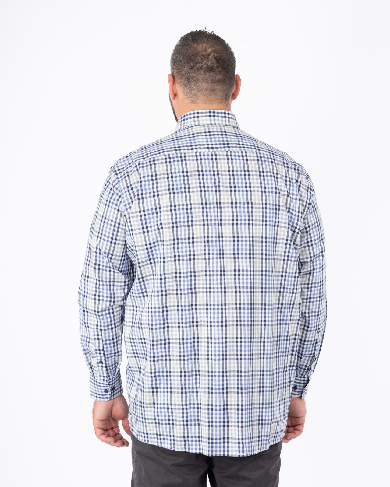 Chemise popeline à carreaux grande taille bleu