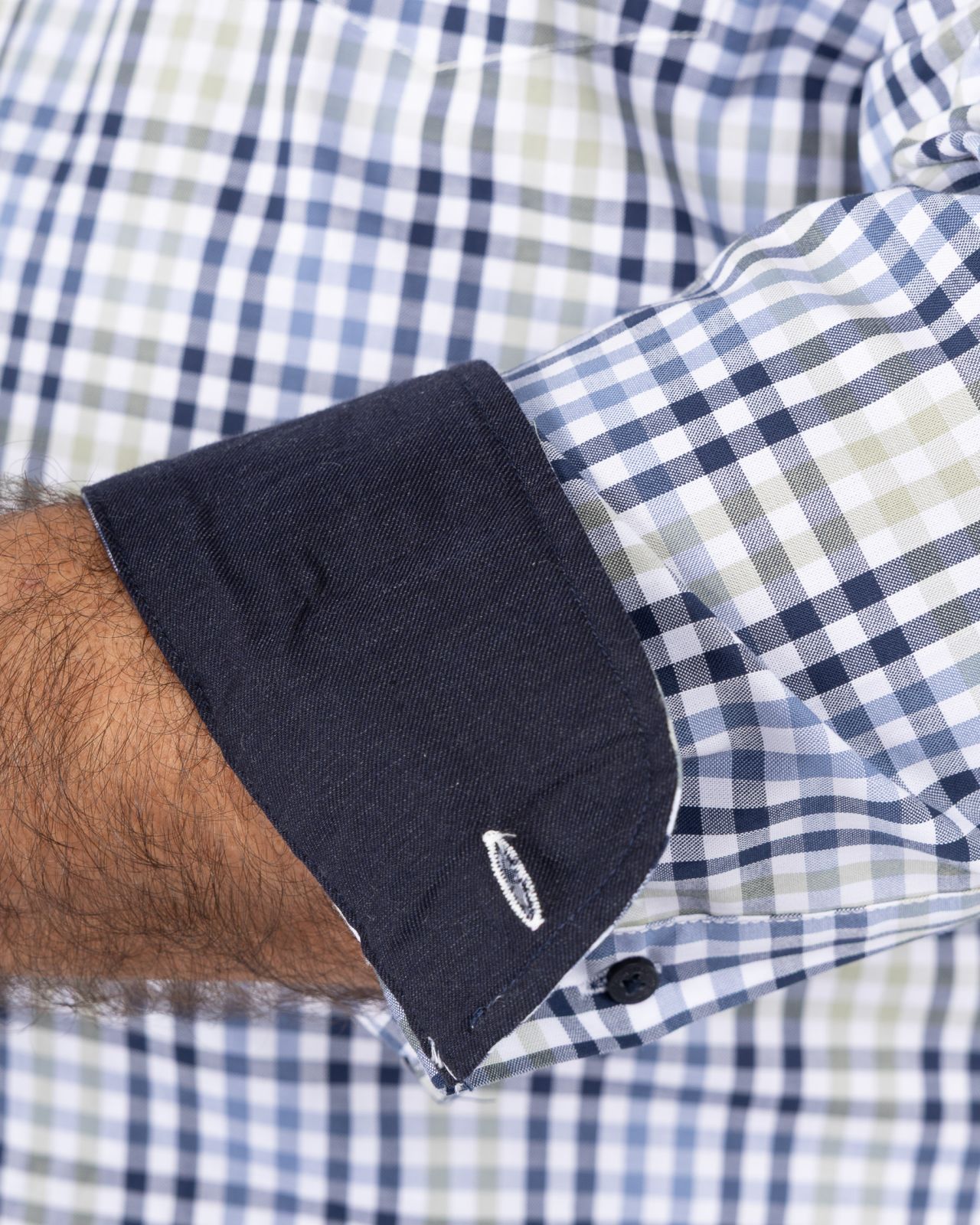 Chemise popeline à carreaux grande taille bleu