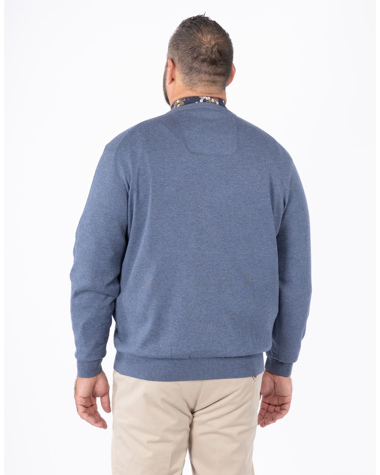 Pull col V grande taille bleu indigo