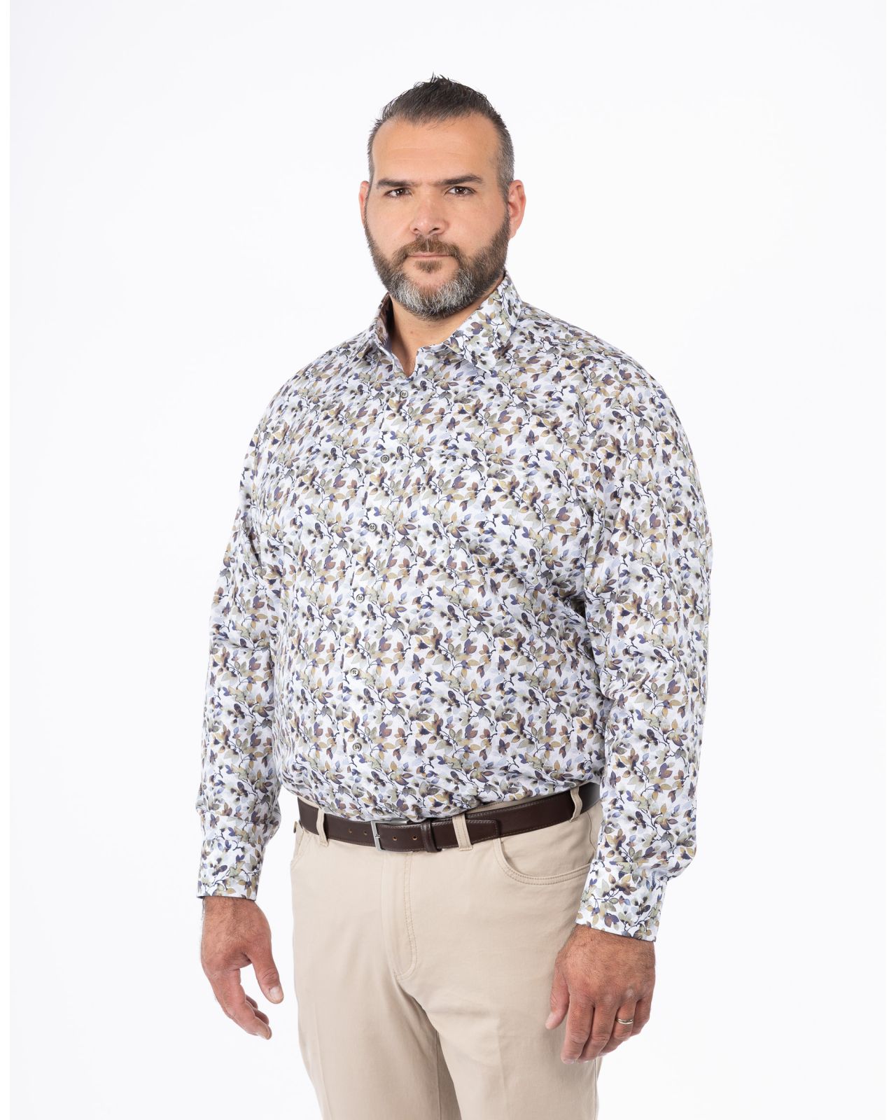 Chemise fantaisie facile à repasser grande taille vert