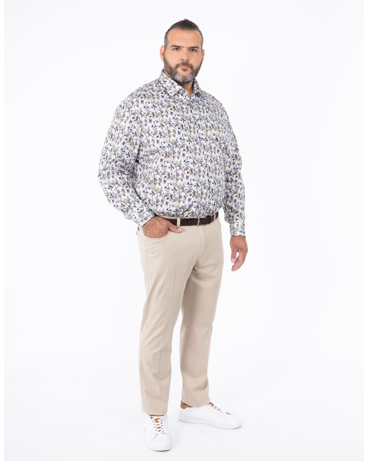 Chemise fantaisie facile à repasser grande taille vert