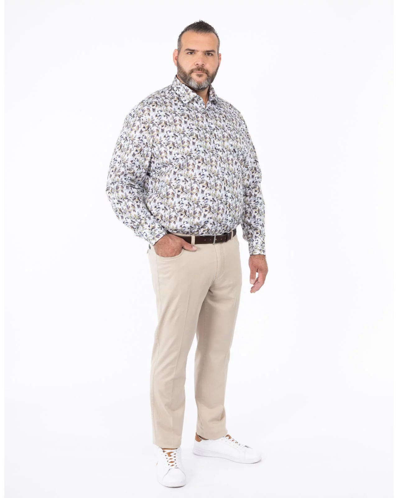 Chemise fantaisie facile à repasser grande taille vert