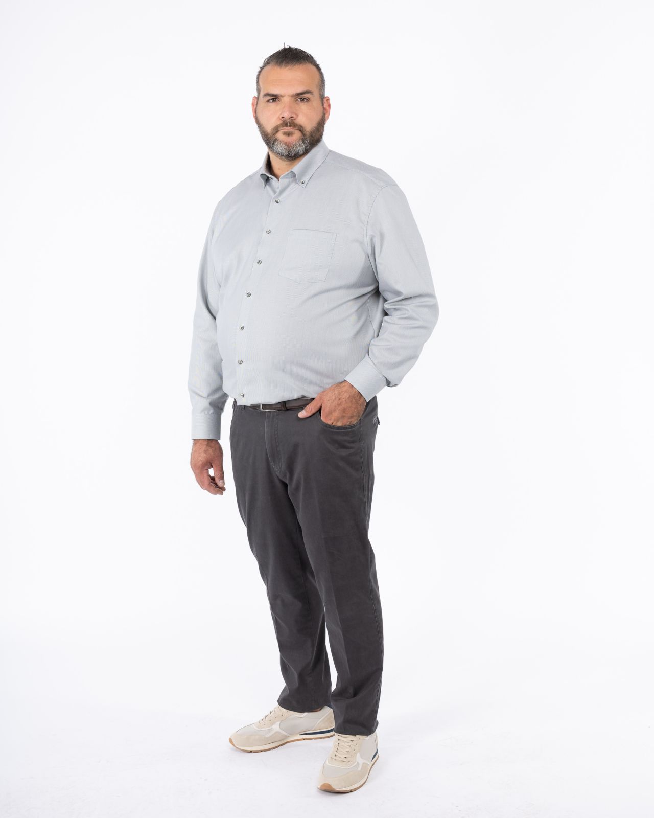 Chemise dobby non iron grande taille vert