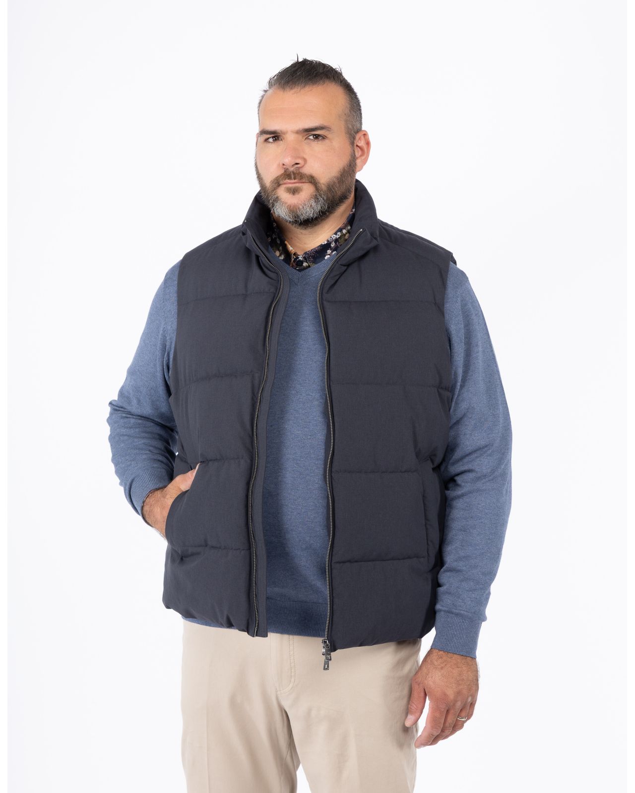 Doudoune mate sans manches grande taille bleu marine