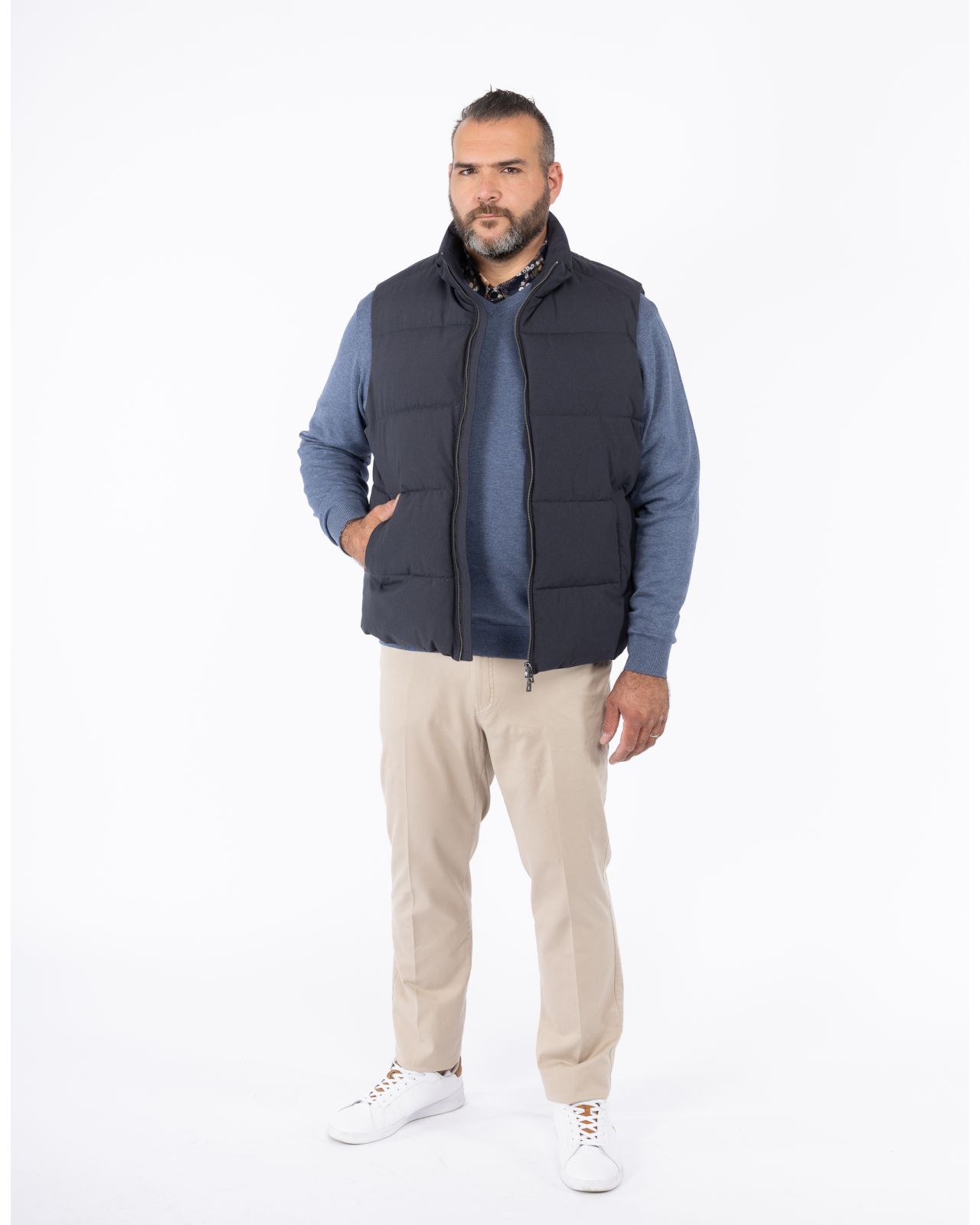 Doudoune mate sans manches grande taille bleu marine