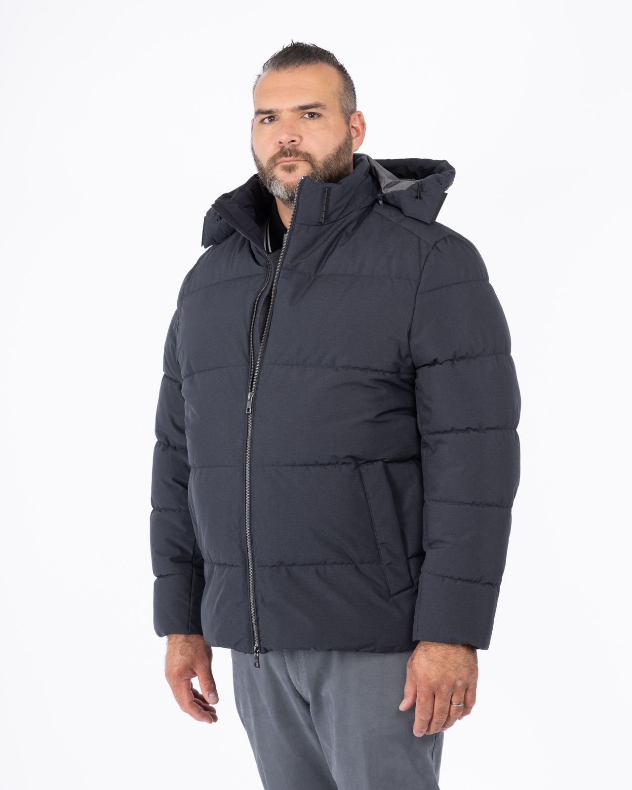 Doudoune avec capuche amovible grande taille bleu marine