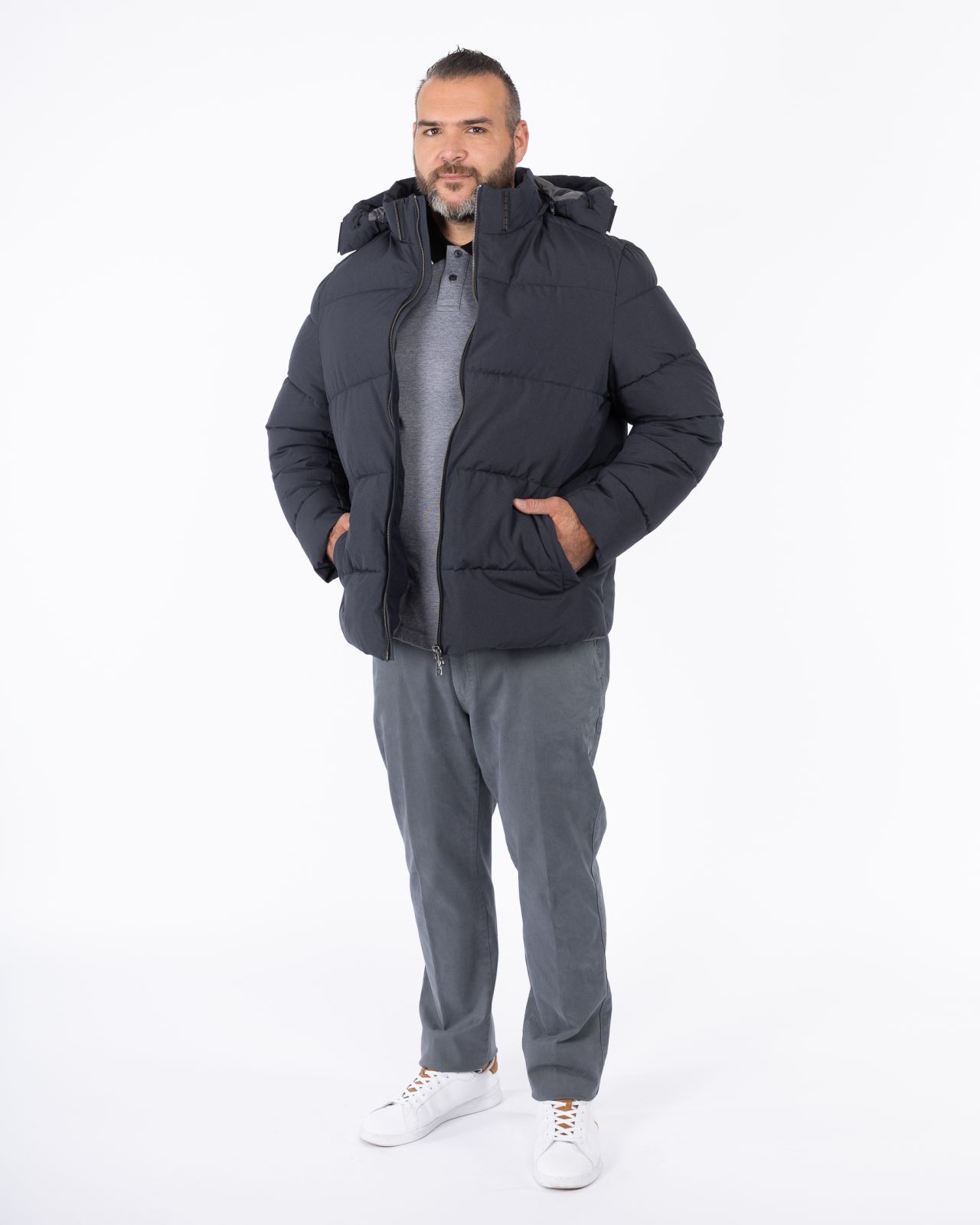 Doudoune avec capuche amovible grande taille bleu marine