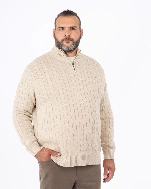 Pull col camionneur grande taille beige