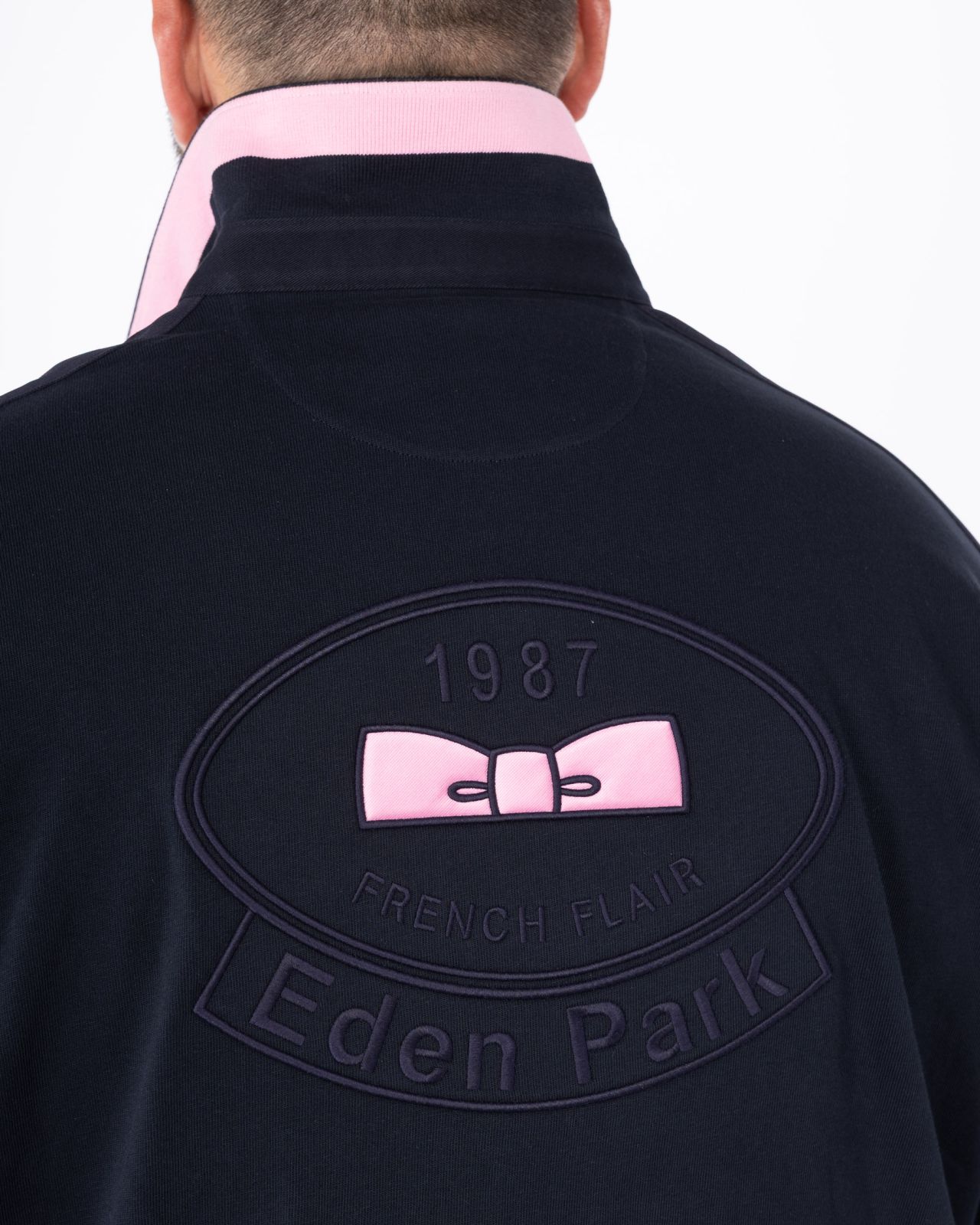 Polo manches longues jersey grande taille bleu marine