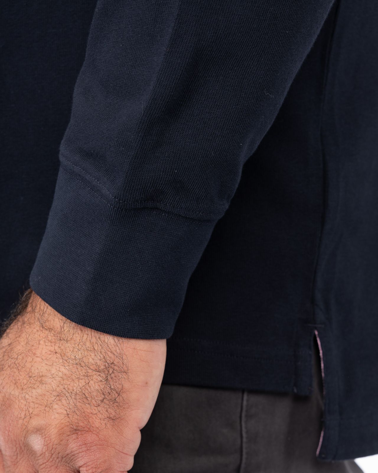 Polo manches longues jersey grande taille bleu marine