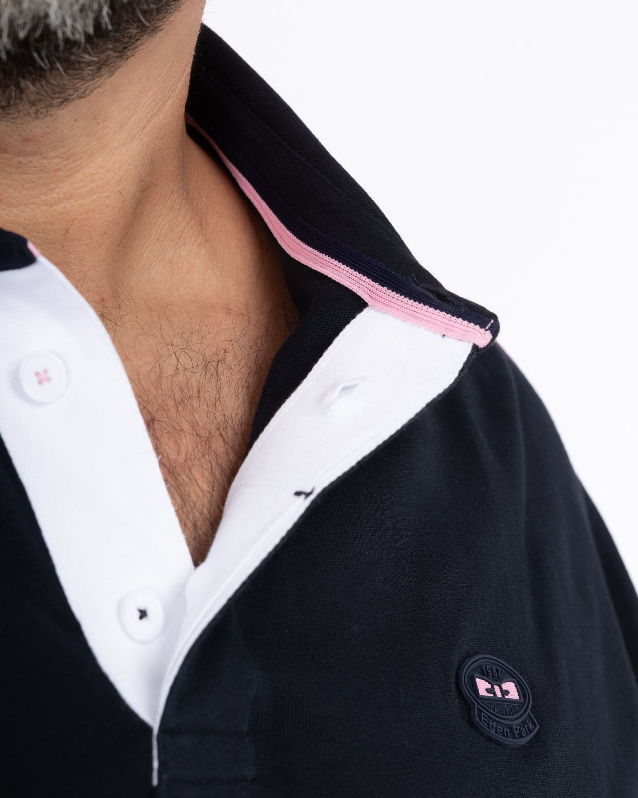 Polo manches longues jersey grande taille bleu marine