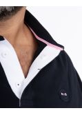 Polo manches longues jersey grande taille bleu marine