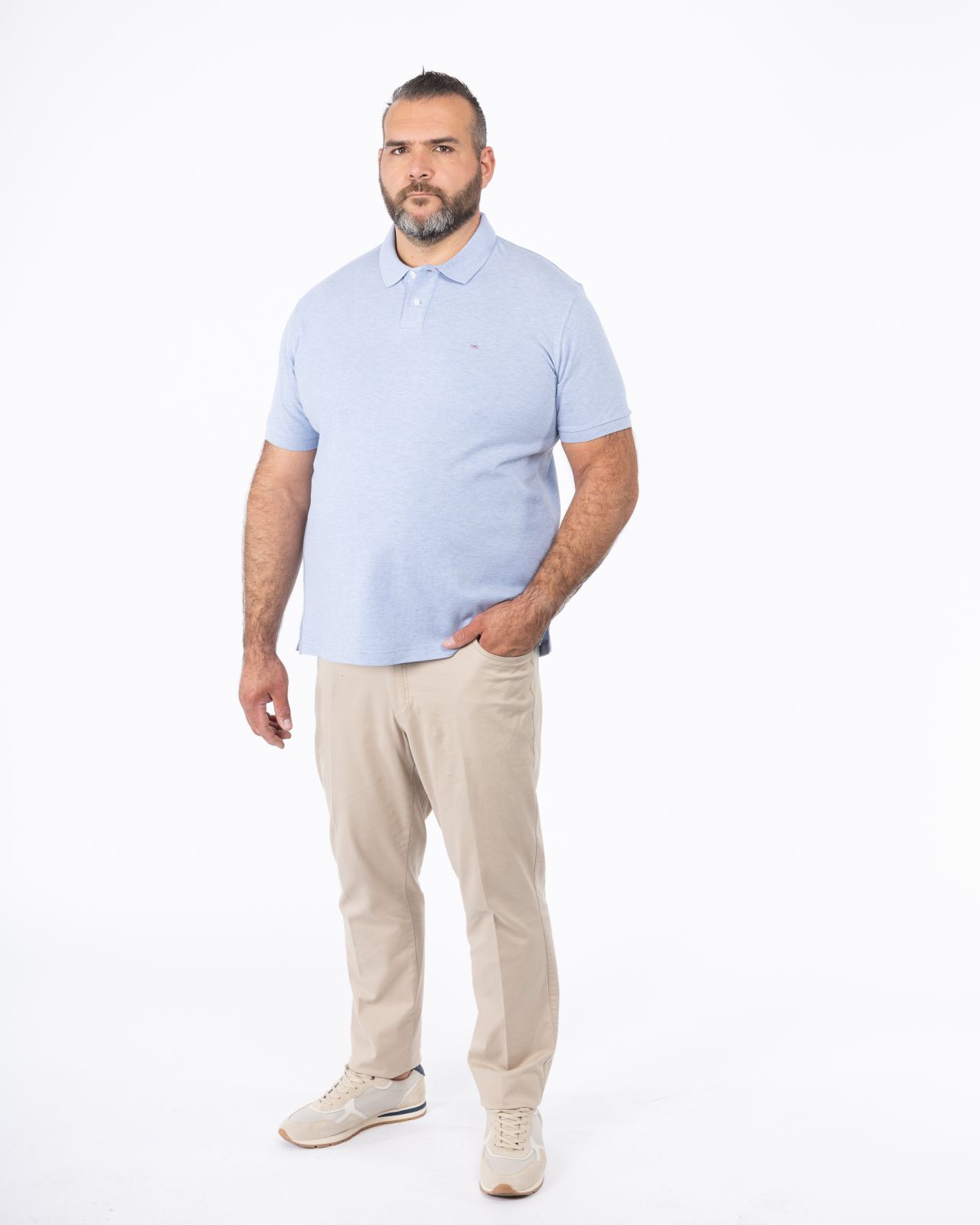 Polo piqué chiné grande taille bleu