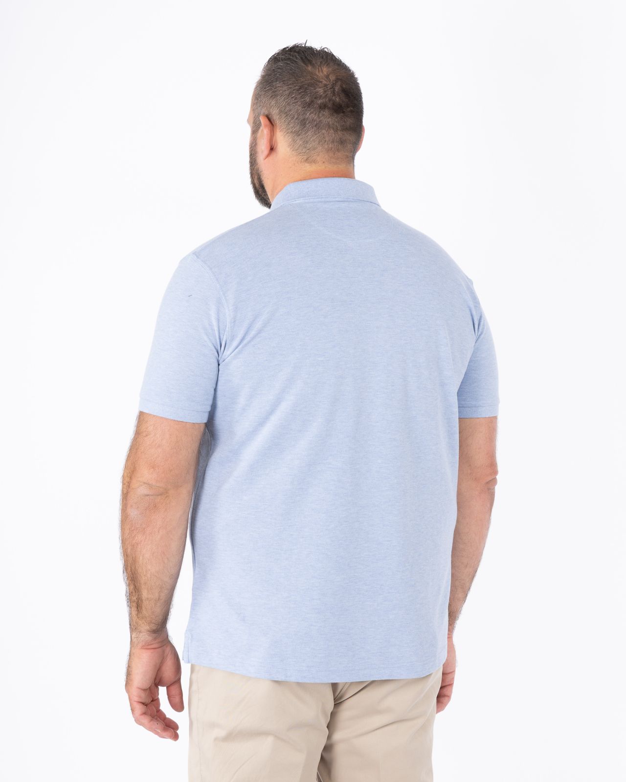 Polo piqué chiné grande taille bleu