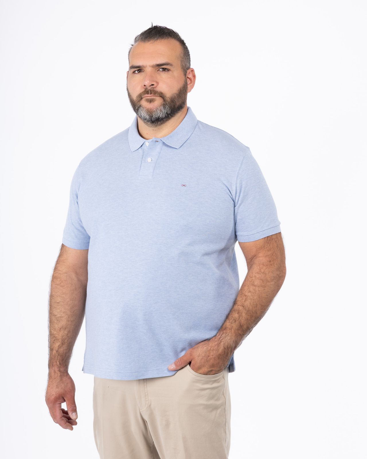 Polo piqué chiné grande taille bleu