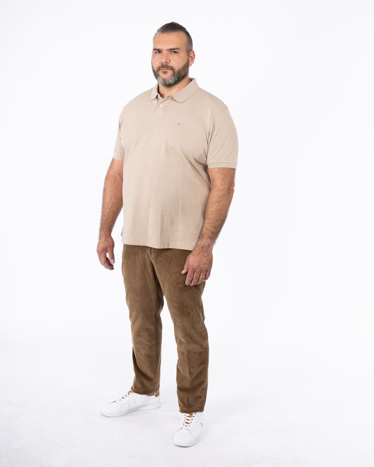 Polo piqué chiné grande taille beige