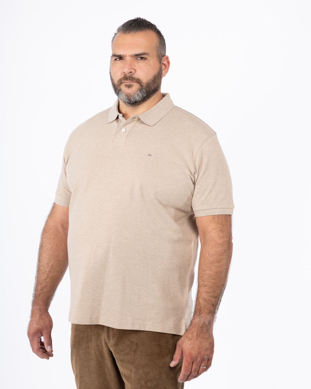 Polo piqué chiné grande taille beige