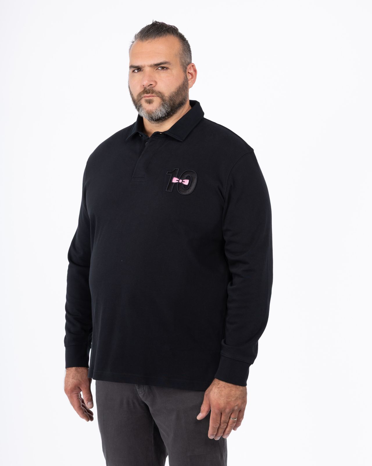 Polo manches longues grande taille noir