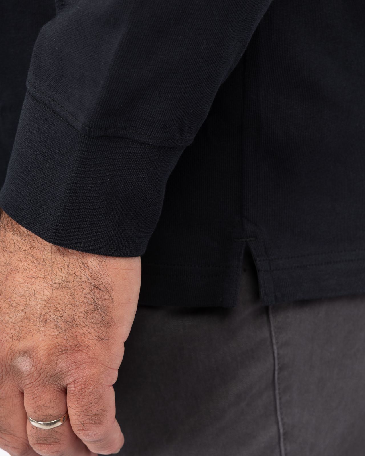 Polo manches longues grande taille noir