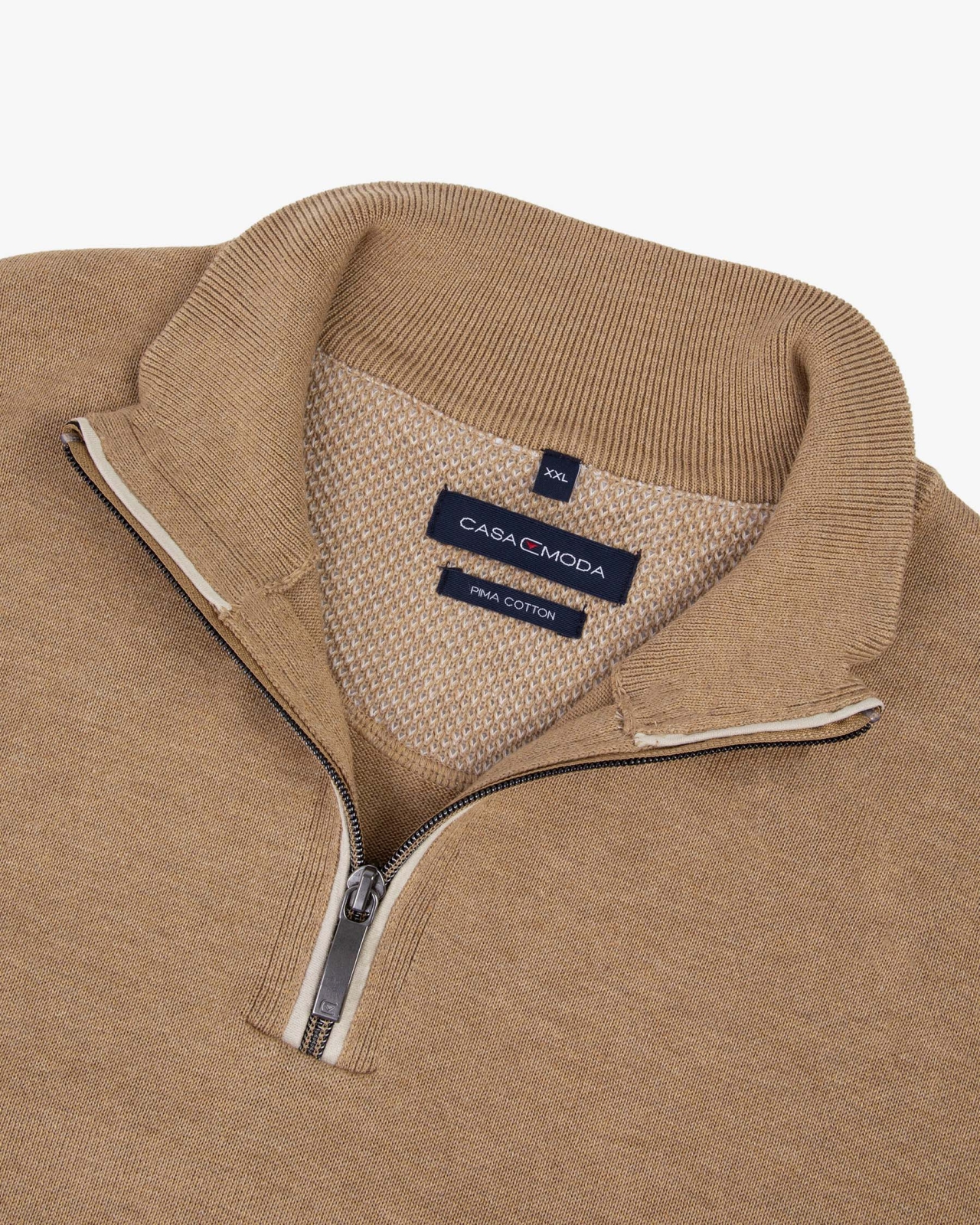 Pull demi zippé grande taille marron