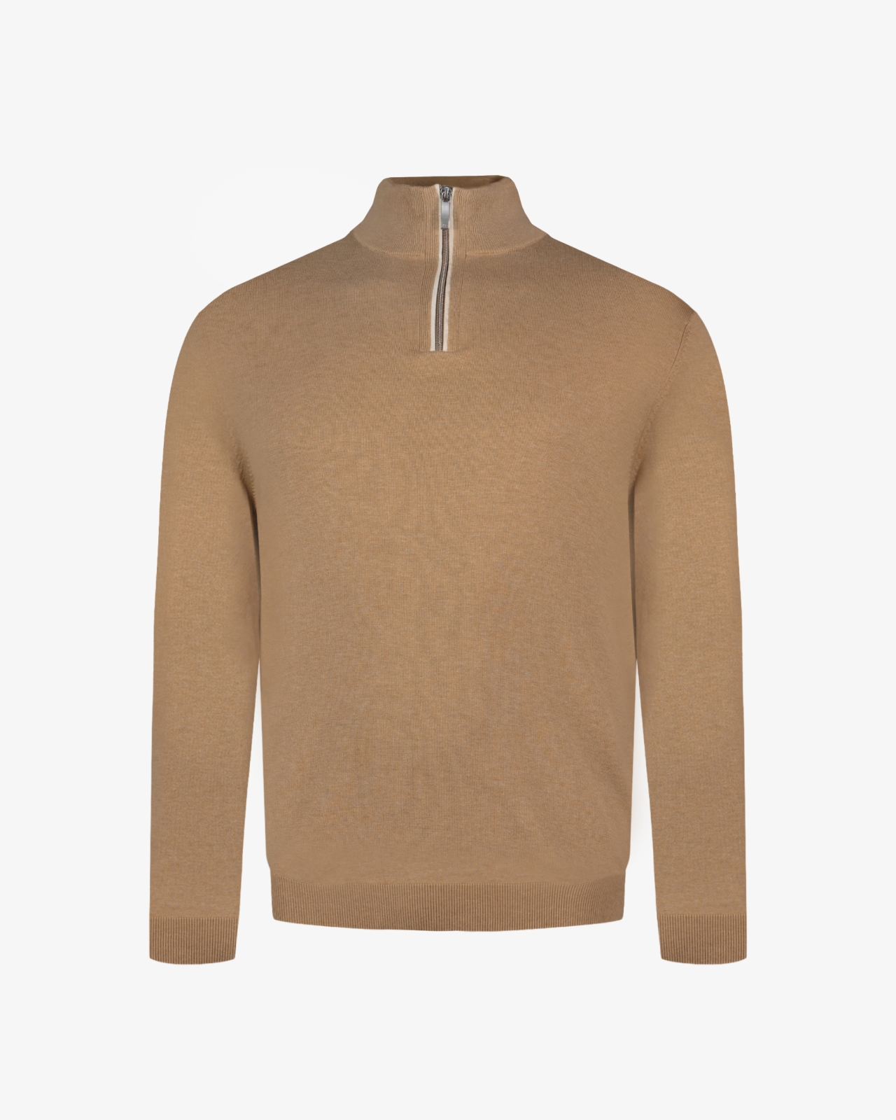 Pull demi zippé grande taille marron