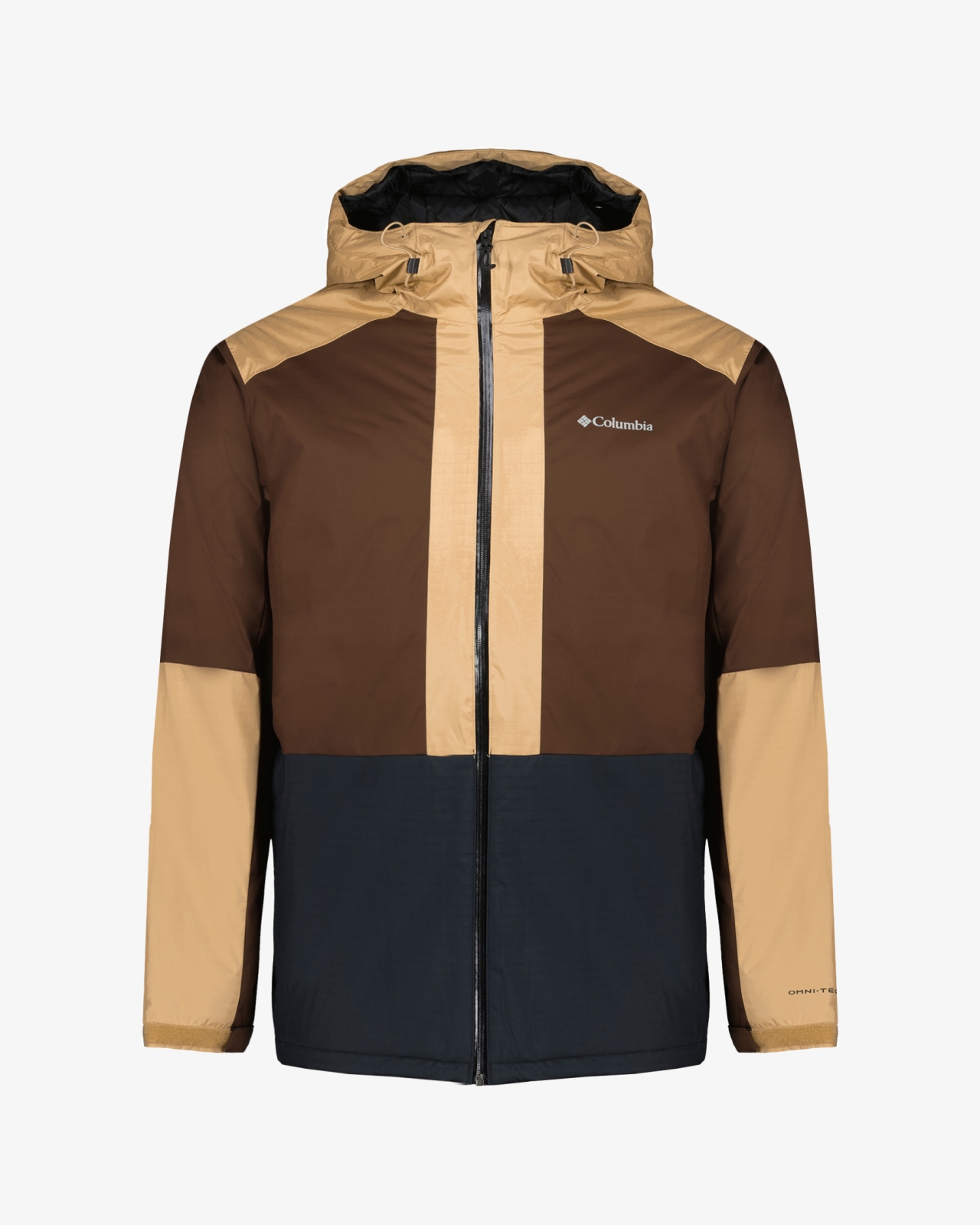 Parka color block grande taille marron