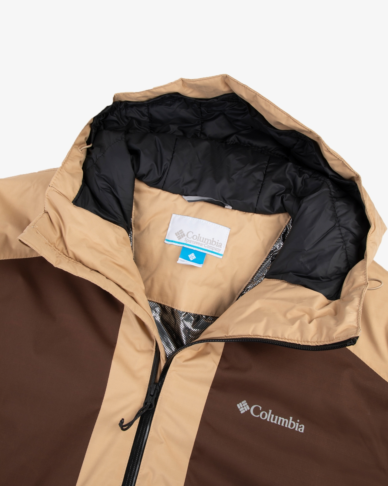 Parka color block grande taille marron